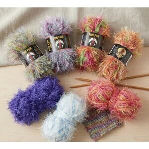 Lot of Mixed Fun Fur Yarn Skeins